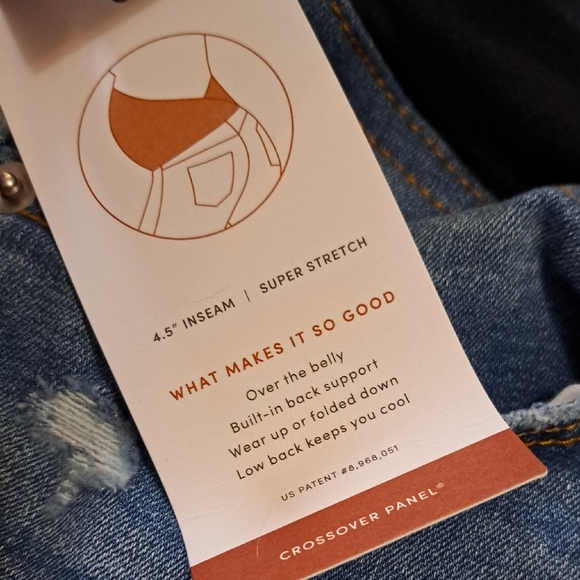 Isabel Maternity by Ingrid & Isabel Denim Shorts with Black Waistband - Picture 3 of 7